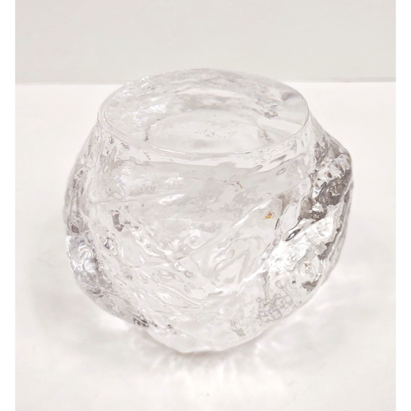 Kosta Boda Snowball Iceball Solid Crystal Glass Votive Candle Holder Sweden 3.5" - Picture 5 of 6